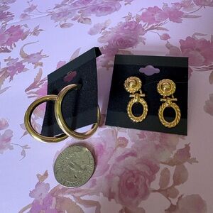 Elegant Gold Hoop and Drop Earrings Set